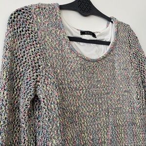 NWOT Orly Neon Macrame Open Knit Chunky Sweater